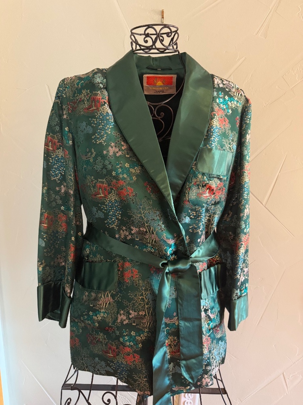 Vintage  1960s satin and brocade smoking jacket
